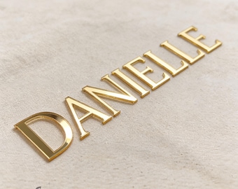 Lettere acriliche effetto specchio dorato, insegna personalizzata con nome, decorazione 3D per matrimoni, alfabeto adesivo