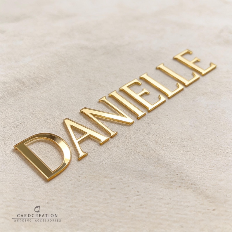 Acrylic Letters Gold Mirror , Custom Name Sign, 3D Wedding Decor, Adhesive Alphabet image 1