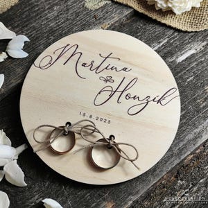Cuscino per fedi nuziali - Portafedi in legno, Portafedi personalizzato, Decorazione per matrimonio personalizzata, Cuscino romantico per fedi nuziali