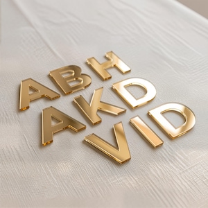 Acrylic Letters Gold Mirror , Custom Name Sign, 3D Wedding Decor, Adhesive Alphabet image 3
