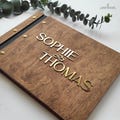 Personalized Wooden Wedding Guest Book, Rustic Anniversary Photo Album product logo