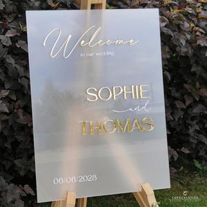 Wedding Welcome Sign, Acrylic Wedding Sign With 3D Mirror Gold Names, Personalized Welcome Sign, Wedding Reception Signage, Wedding decor