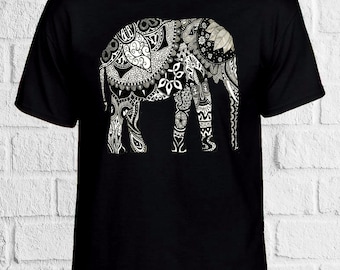 Elephant Drawing Ethnic Pattern Art Men Women Unisex T Shirt Tank Top Vest 577