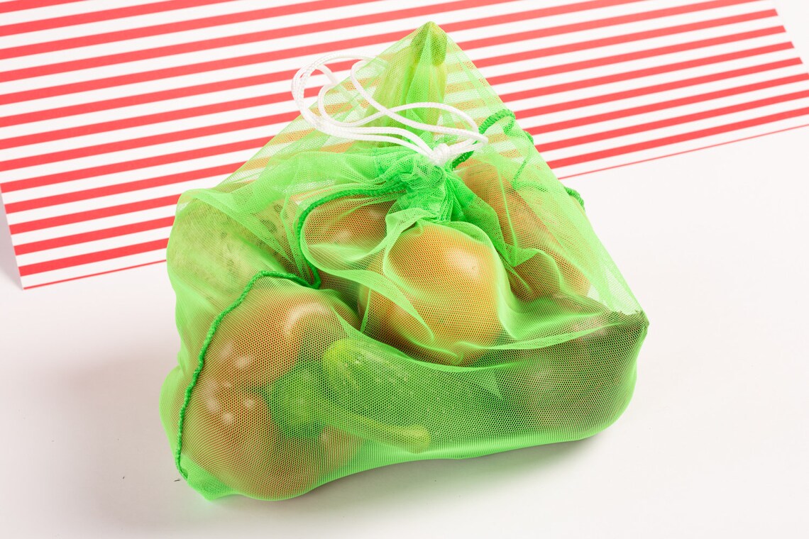 Set of 3 Green Produce Bags Produce Bulk Bags Mesh Bags Etsy
