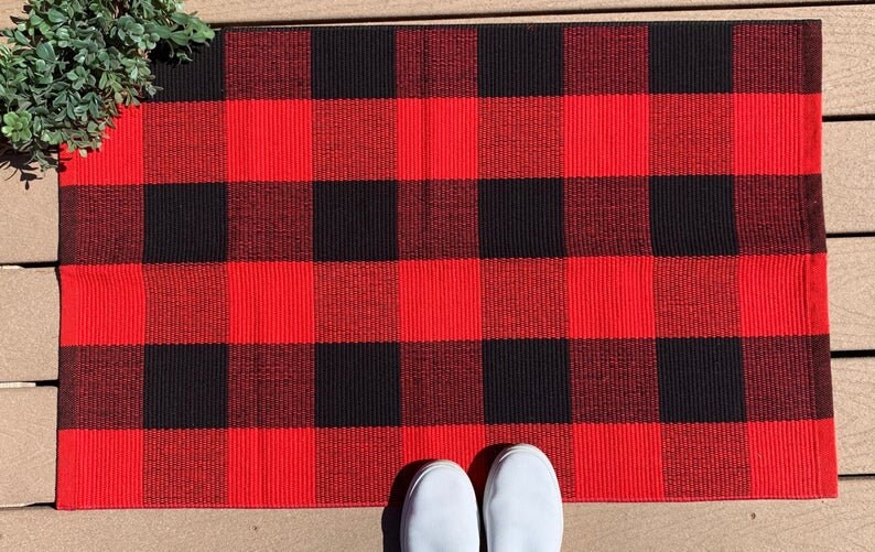 Buffalo Plaid Rug Black and White Check Rug Buffalo Plaid Etsy