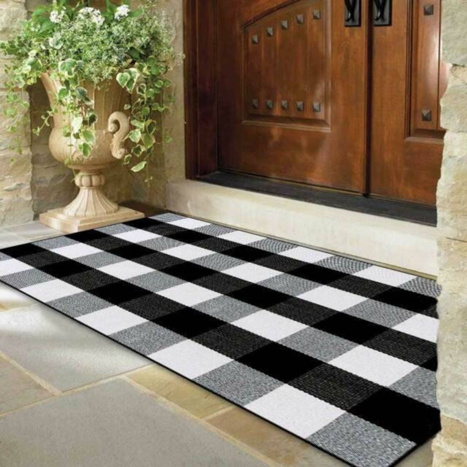 Buffalo Plaid Farmhouse Rug Buffalo Check Door Mat Washable Etsy