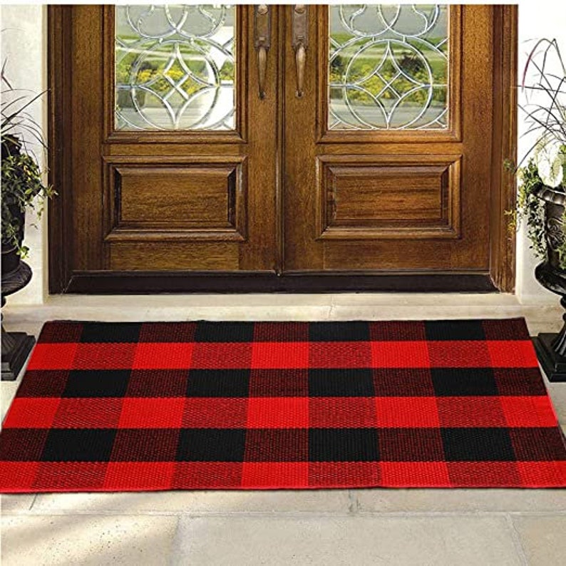 Buffalo Plaid Rug Black and White Check Rug Buffalo Plaid Etsy