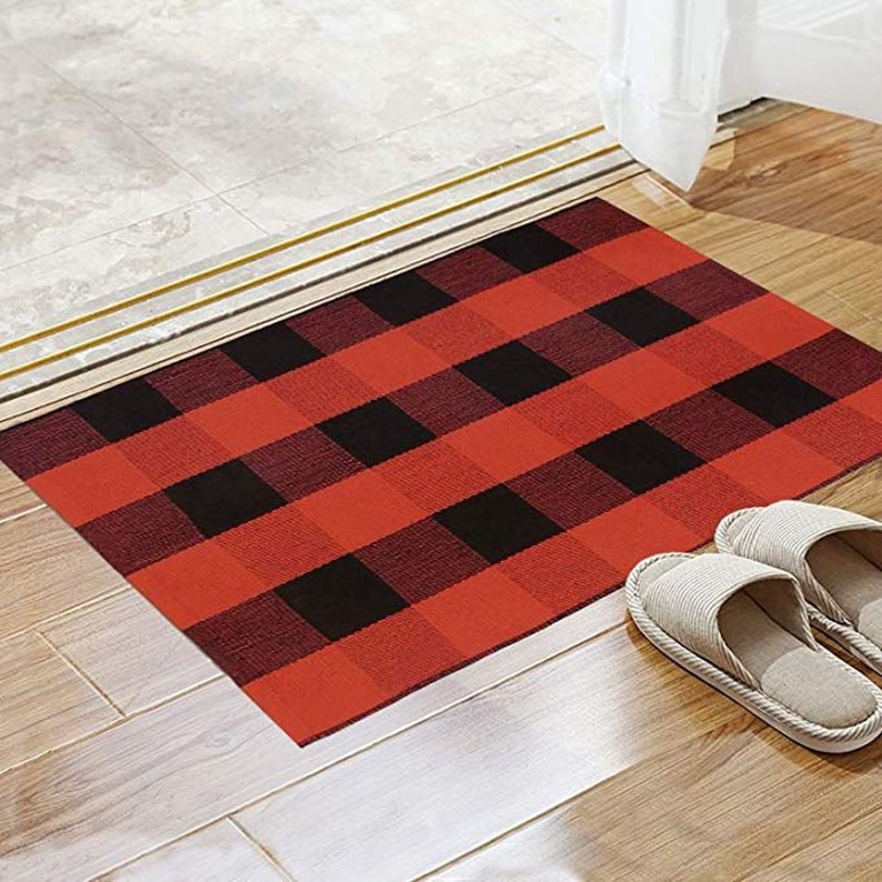 Buffalo Plaid Rug Black and White Check Rug Buffalo Plaid Etsy