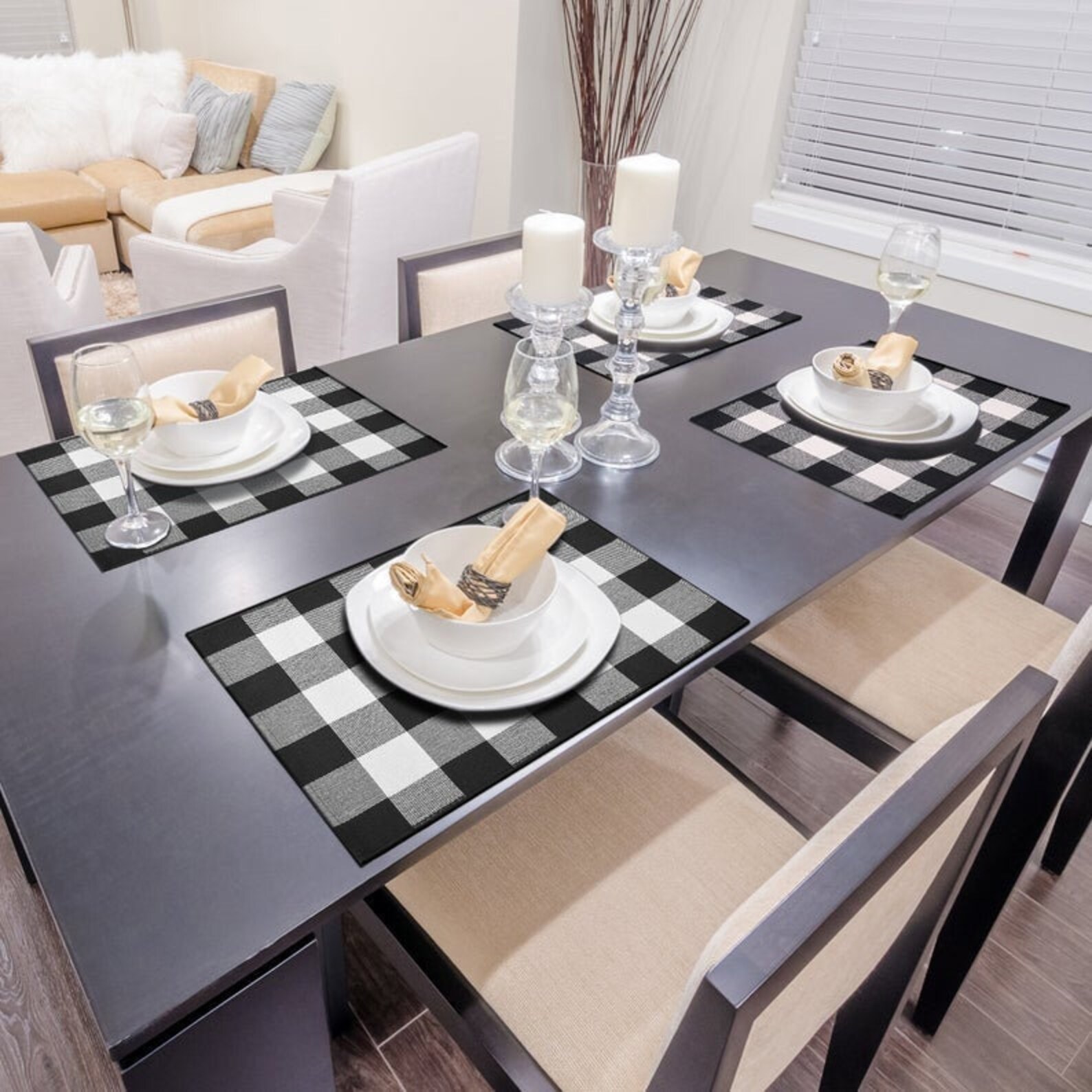 Cotton Buffalo Plaid Placemats Set of 4 16 x 16 Etsy
