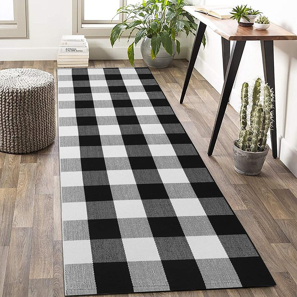 Buffalo Plaid Rug Black and White Check Rug Buffalo Plaid Etsy