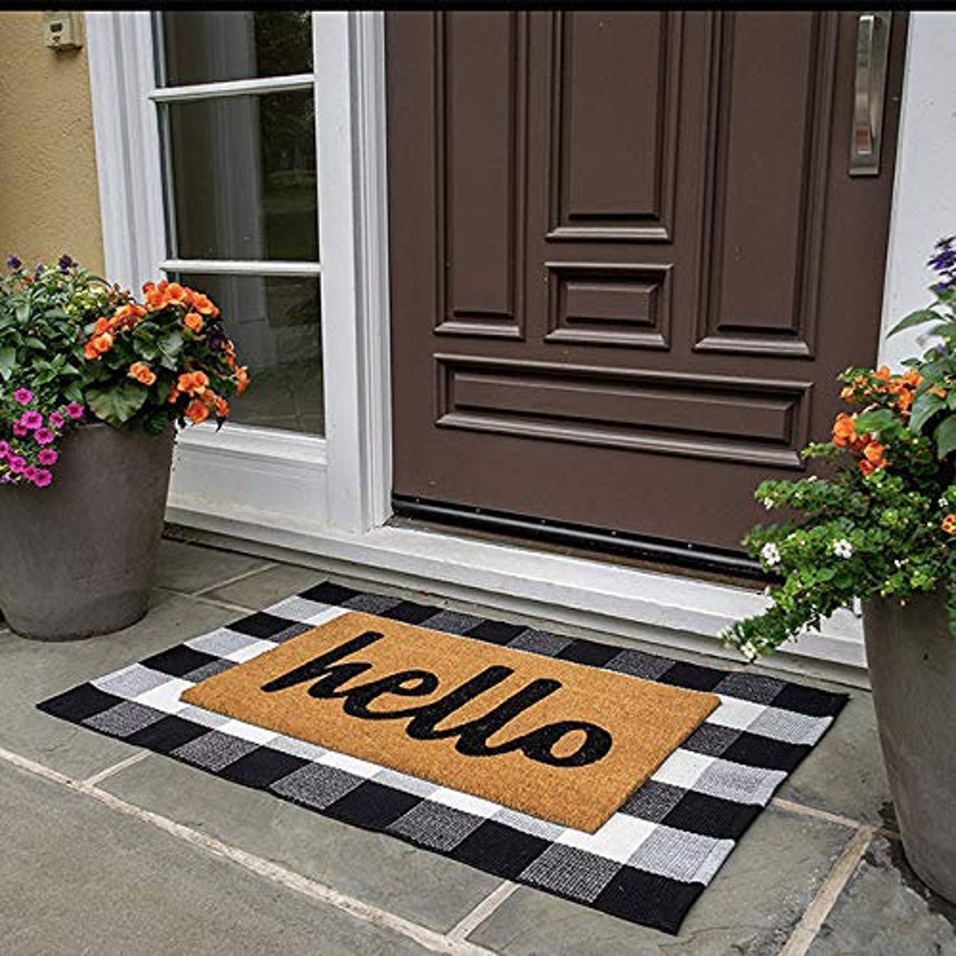 Buffalo Plaid Rug Buffalo Plaid Area Rug Patio Door Mat Thankful Rug