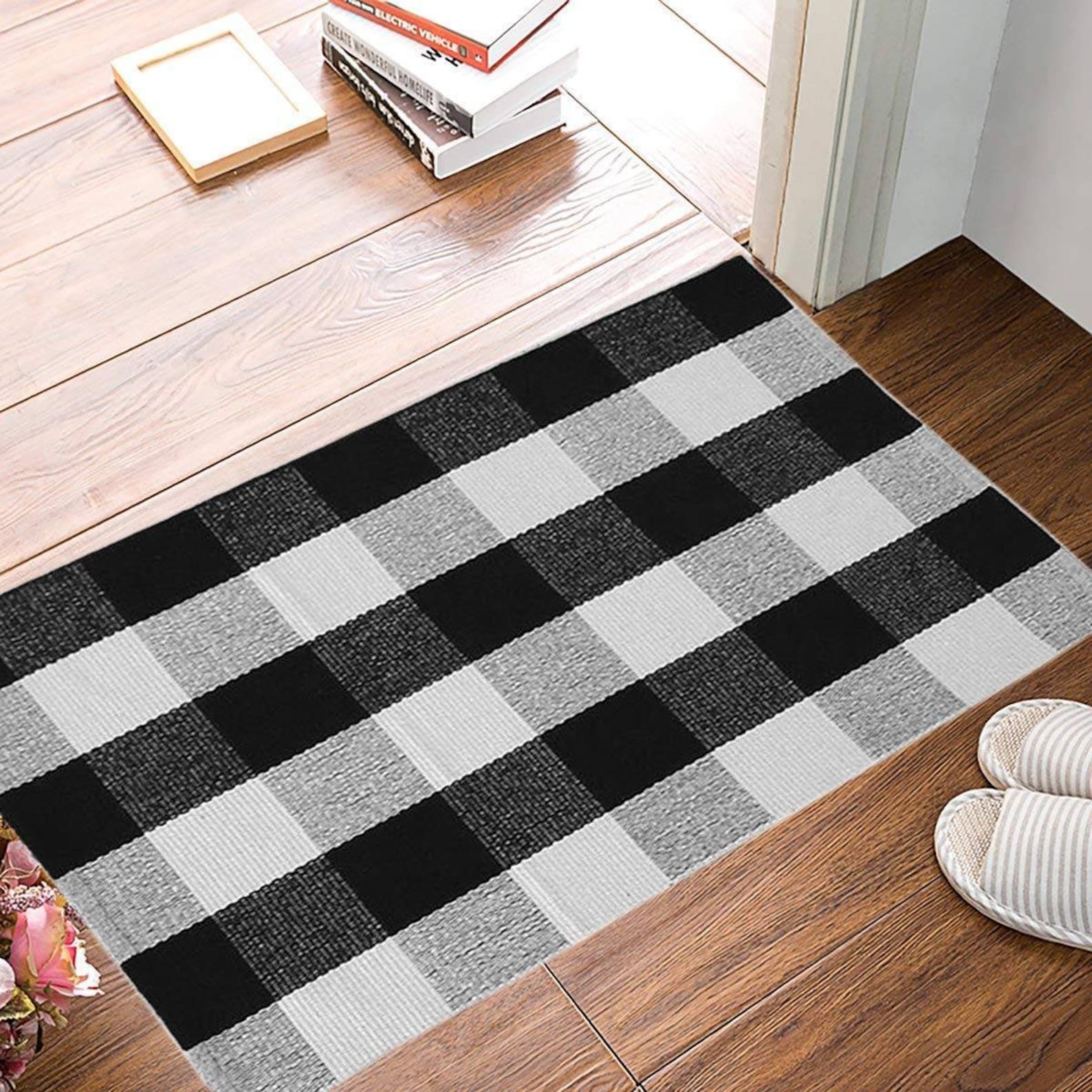 Buffalo Plaid Rug Buffalo Plaid Area Rug Hey There Doormat Etsy