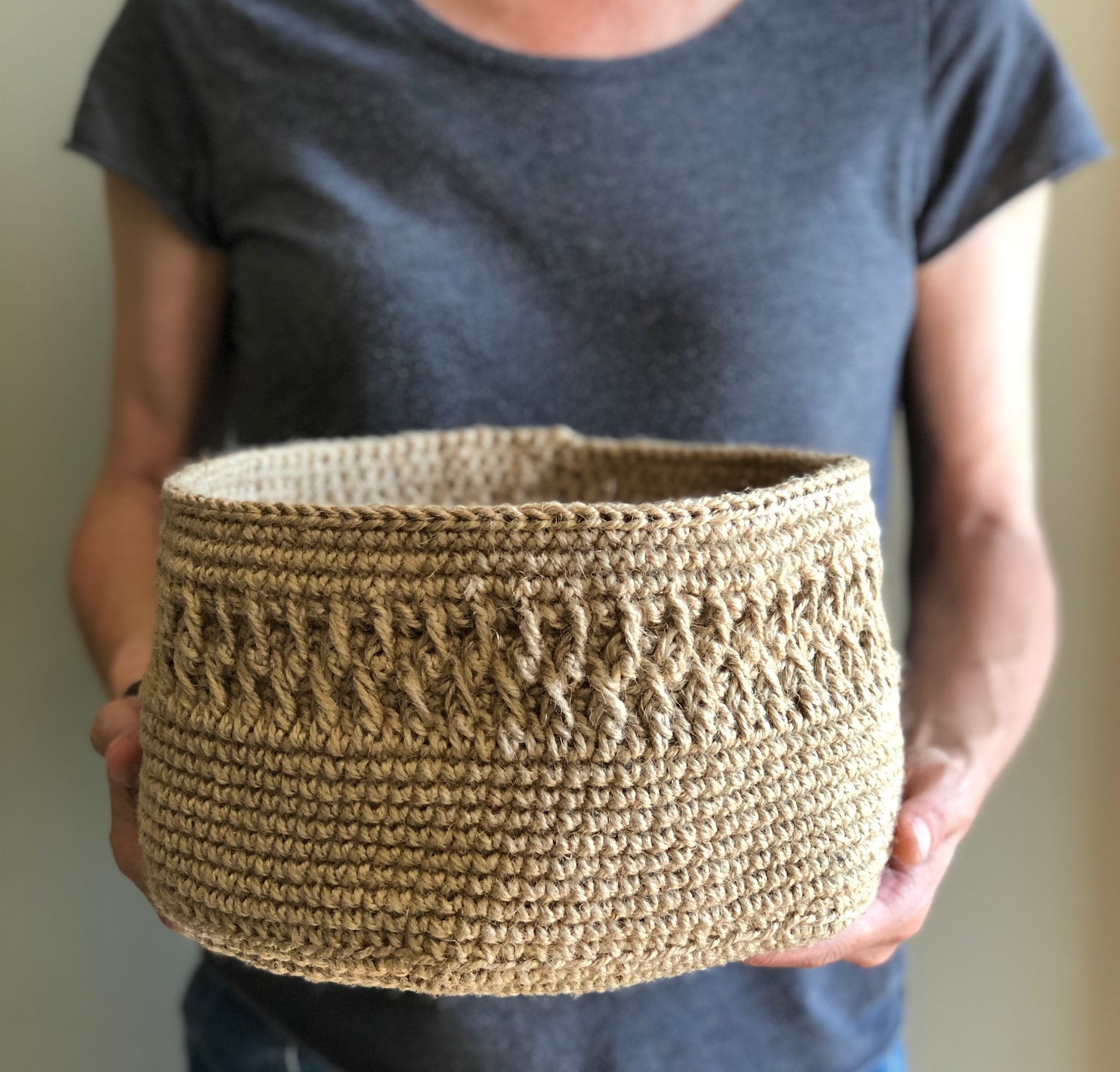 Natural jute twine baskets. Storage basket. Knitting basket. Etsy