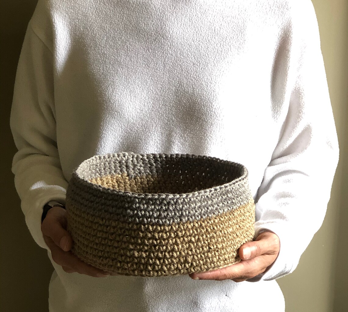 Natural and grey jute twine baskets. Bread basket. Storage Etsy