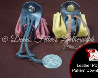 Drawstring Coin Pouch Leather Pattern