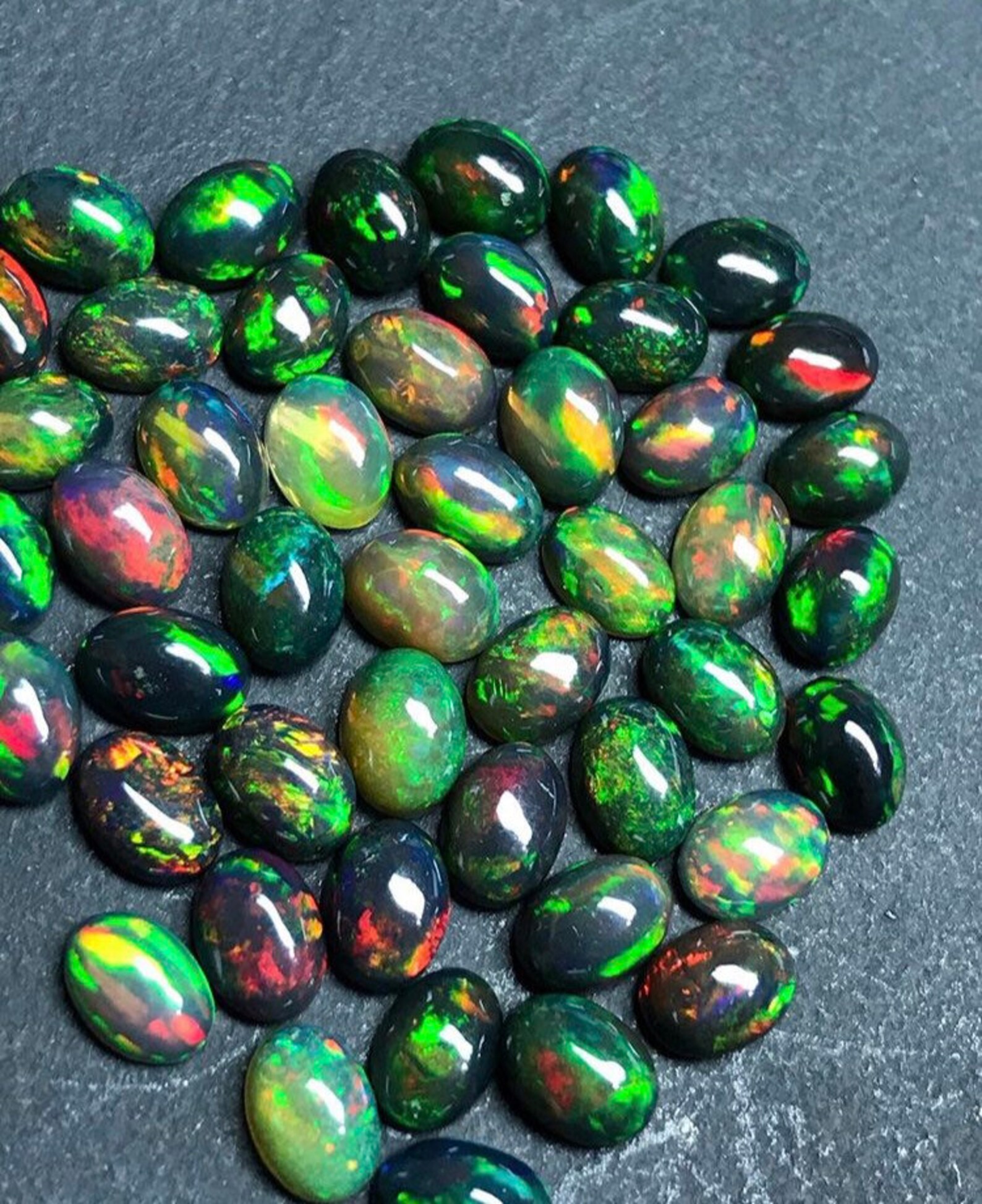 10x14mm Natural Black Opal Loose Cabochon Price per Piece - Etsy