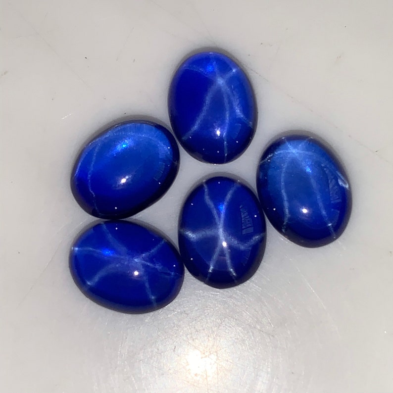 5 Pcs 7x9mm Star Sapphire Smooth Oval Cabochon Top AAA Quality Loose Star sapphire Price Per Lot