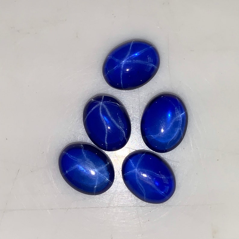 5 Pcs 7x9mm Star Sapphire Smooth Oval Cabochon Top AAA Quality Loose Star sapphire Price Per Lot