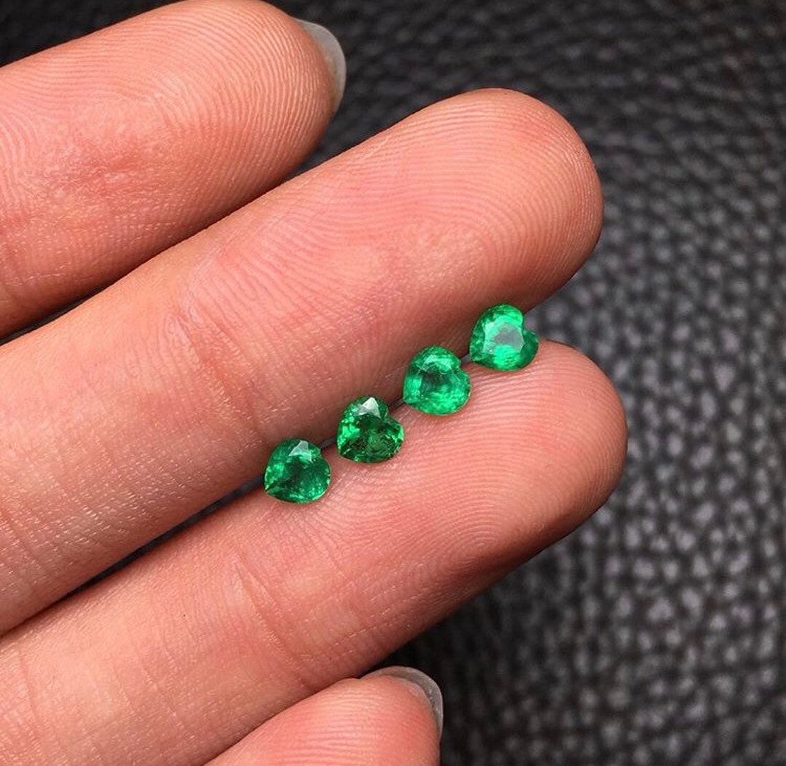Certified 4mm Natural Emerald Heart Pair Top AAA Color Quality Etsy