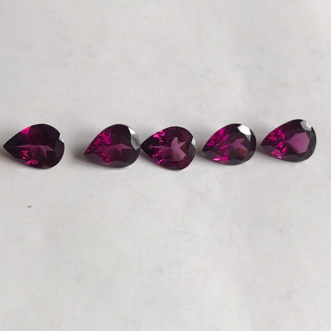 5 Pcs Natural Rhodolite 6x8mm Pear Gemstone Top VS Quality Loose