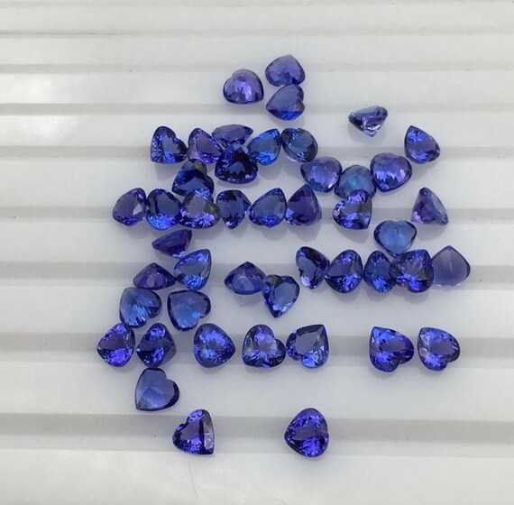 5 Pcs 4mm Natural Tanzanite Heart Faceted Top AA Quality Loose