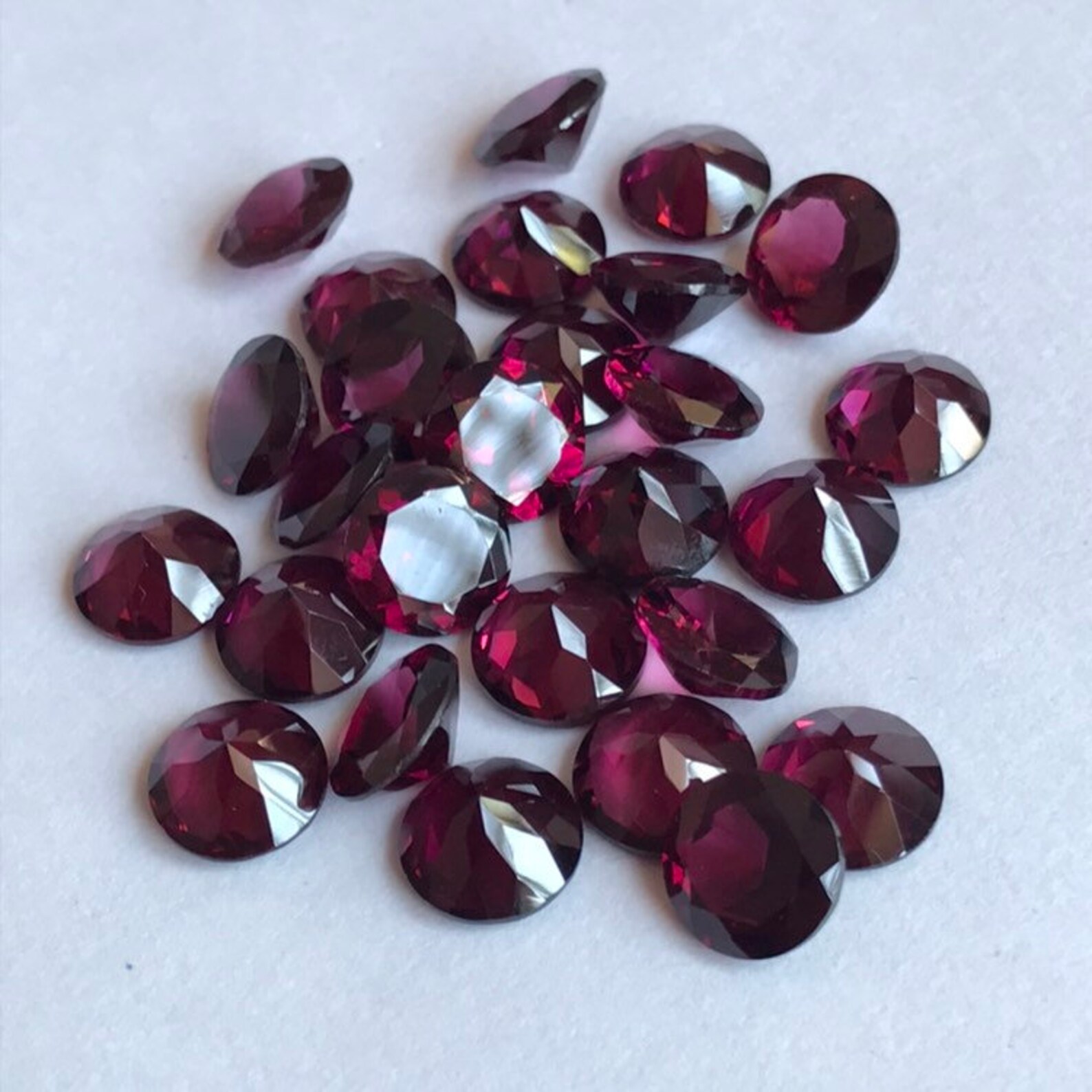 Natural 8mm Rhodolite Garnet Faceted Round Cut Gemstone Top VS - Etsy