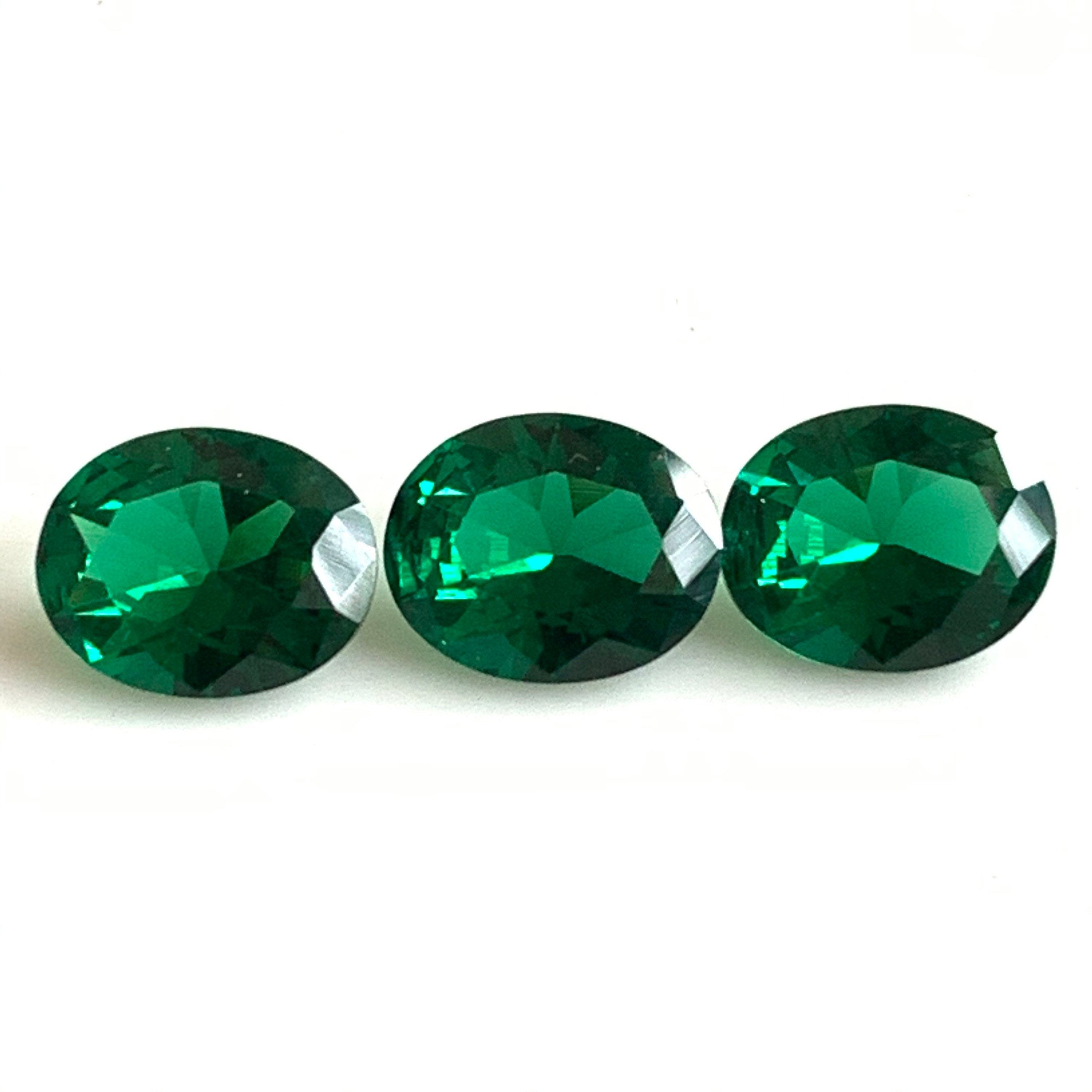 3 PCs 8x10mm Lab Emerald Faceted Oval Cut Gemstone Loose Lab Etsy