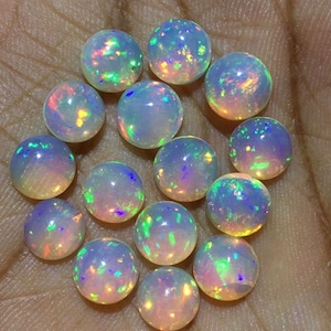 3x3 mm Natural Ethiopian Opal Round Cabochon AAA Welo Fire Opal Cabochon #3001
