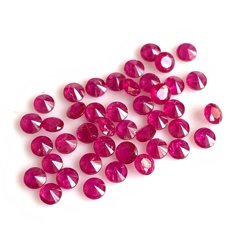 Price Per Lot 10 Pcs 4mm Natural Ruby Diamond Cut Round Top AAA Quality Loose Ruby Round