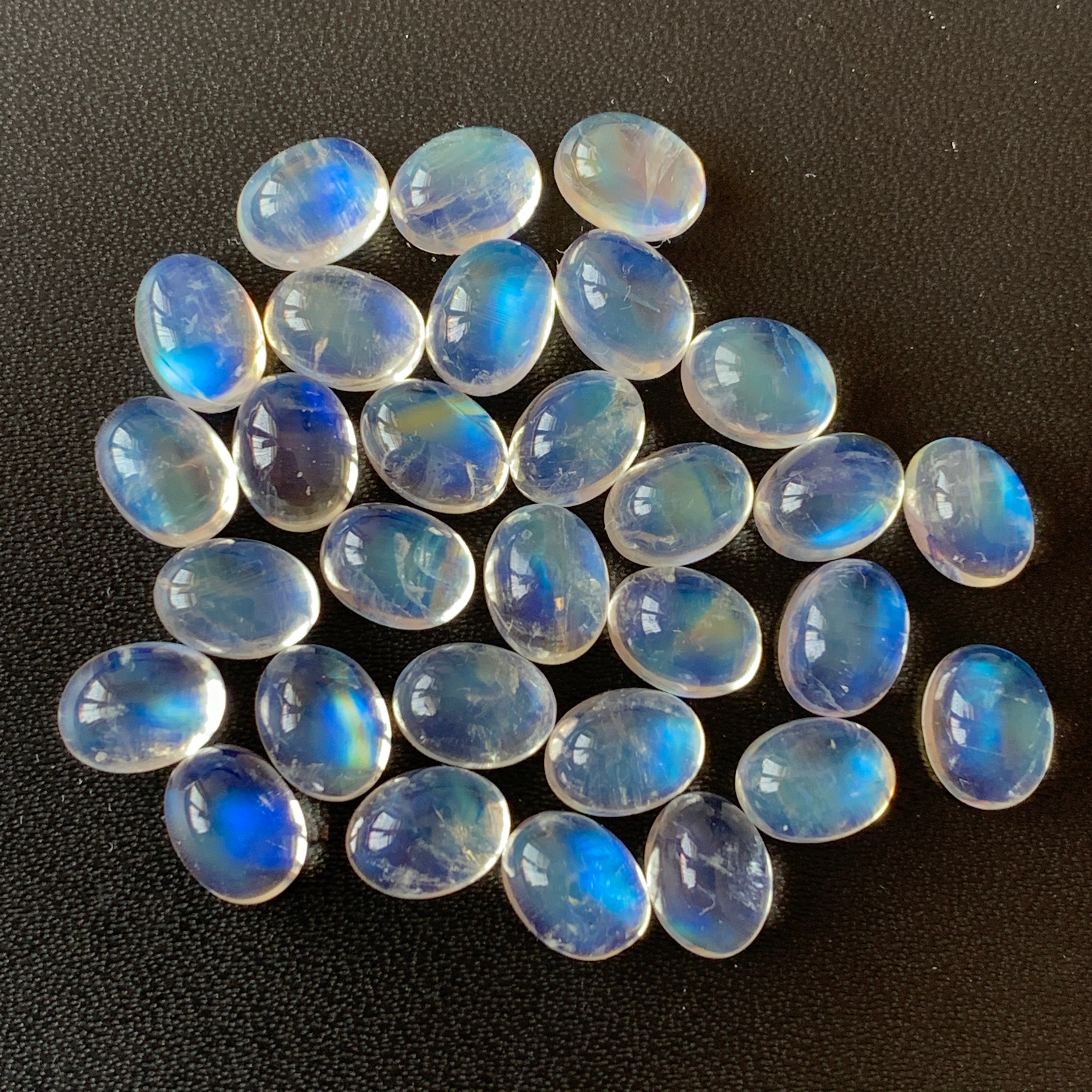 5 PCs 6x8mm Natural Rainbow Moonstone Oval Cabochon Loose Etsy