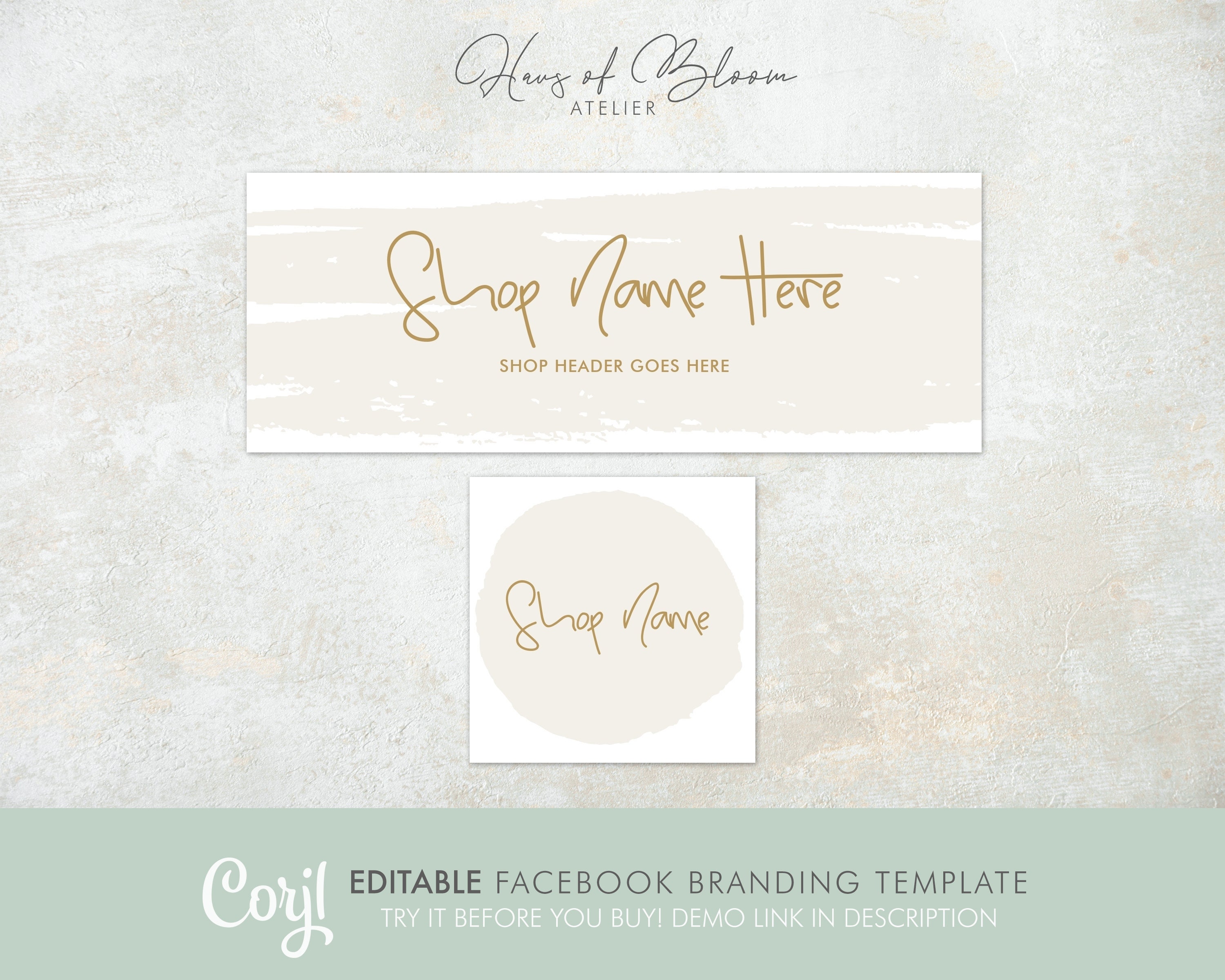 Facebook Banner Template Neutral Fb Cover Editable Fb Etsy