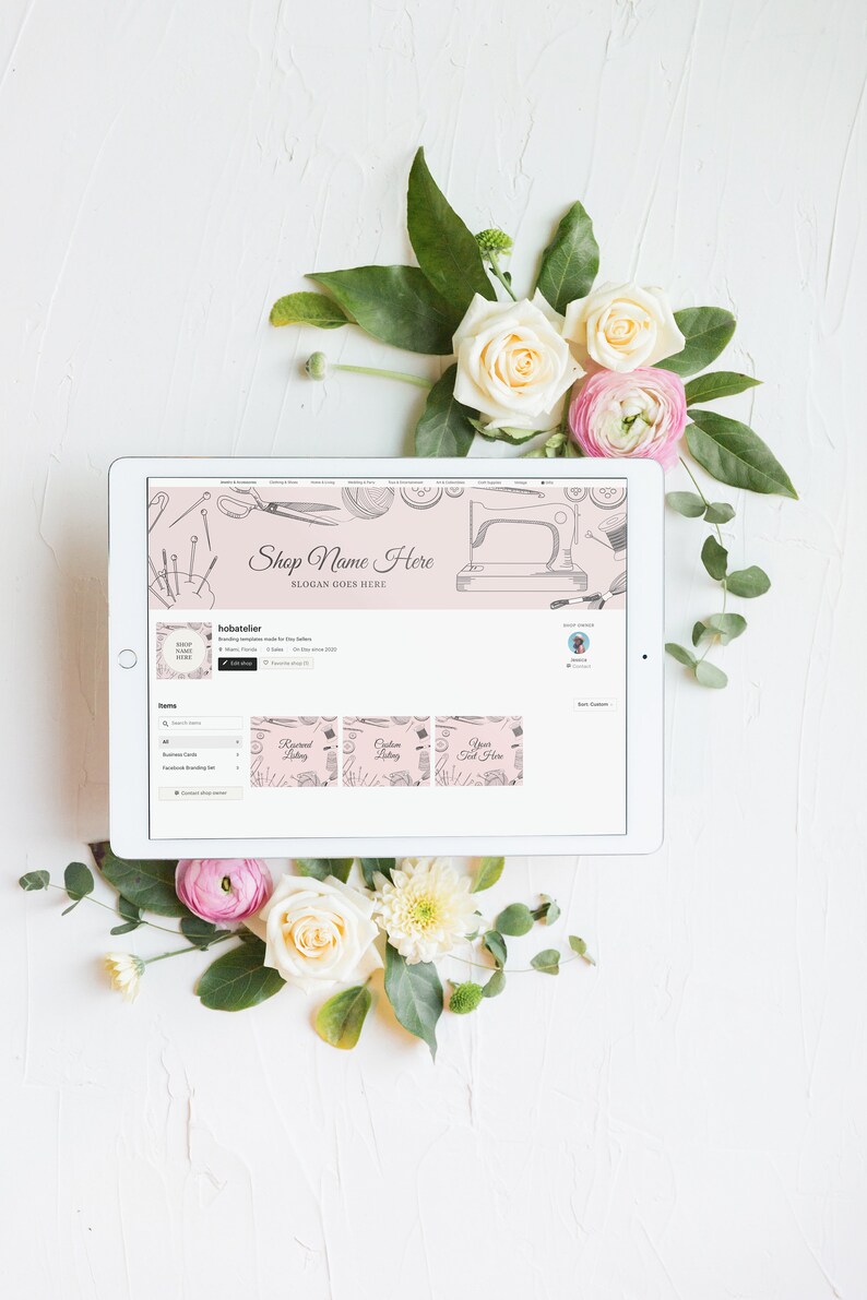 Sewing Etsy Banner Shop Kit Editable Etsy Branding Template Etsy