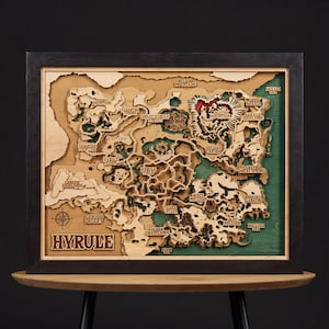 De houten 3D-kaart van Hyrule
