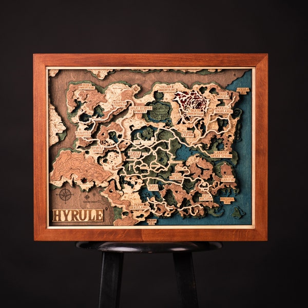 The Kingdom of Hyrule 3D Wooden Map, Hyrule Map, 3D Wood Map Of The Hyrule, TOTK Map