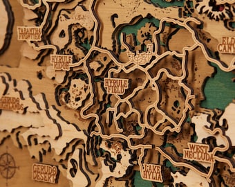 3D Wood Map Of The Hyrule