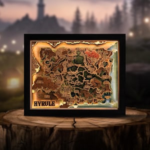 Mapa de Hyrule 2.0 con iluminación, regalo perfecto para gamers, lámpara de madera con mapa del Santuario BOTW