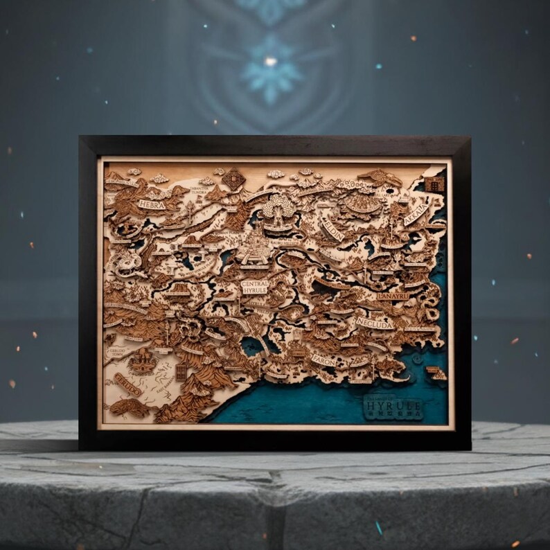 The Lands of Hyrule Classic 3D Wood Map, Unique Gamer Gift Wall Art ...