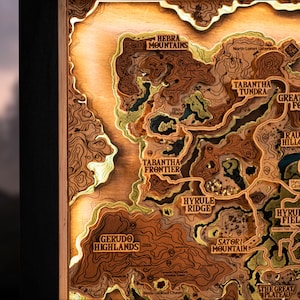 Hyrule Map 2.0 With Lighting, Personalized 5th anniversary gift, Fairy lamp with TOTK map