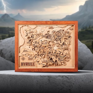 Carte en bois Hyrule 3D édition naturelle, carte TOTK très détaillée, cadeau parfait pour les fans de jeux Legend