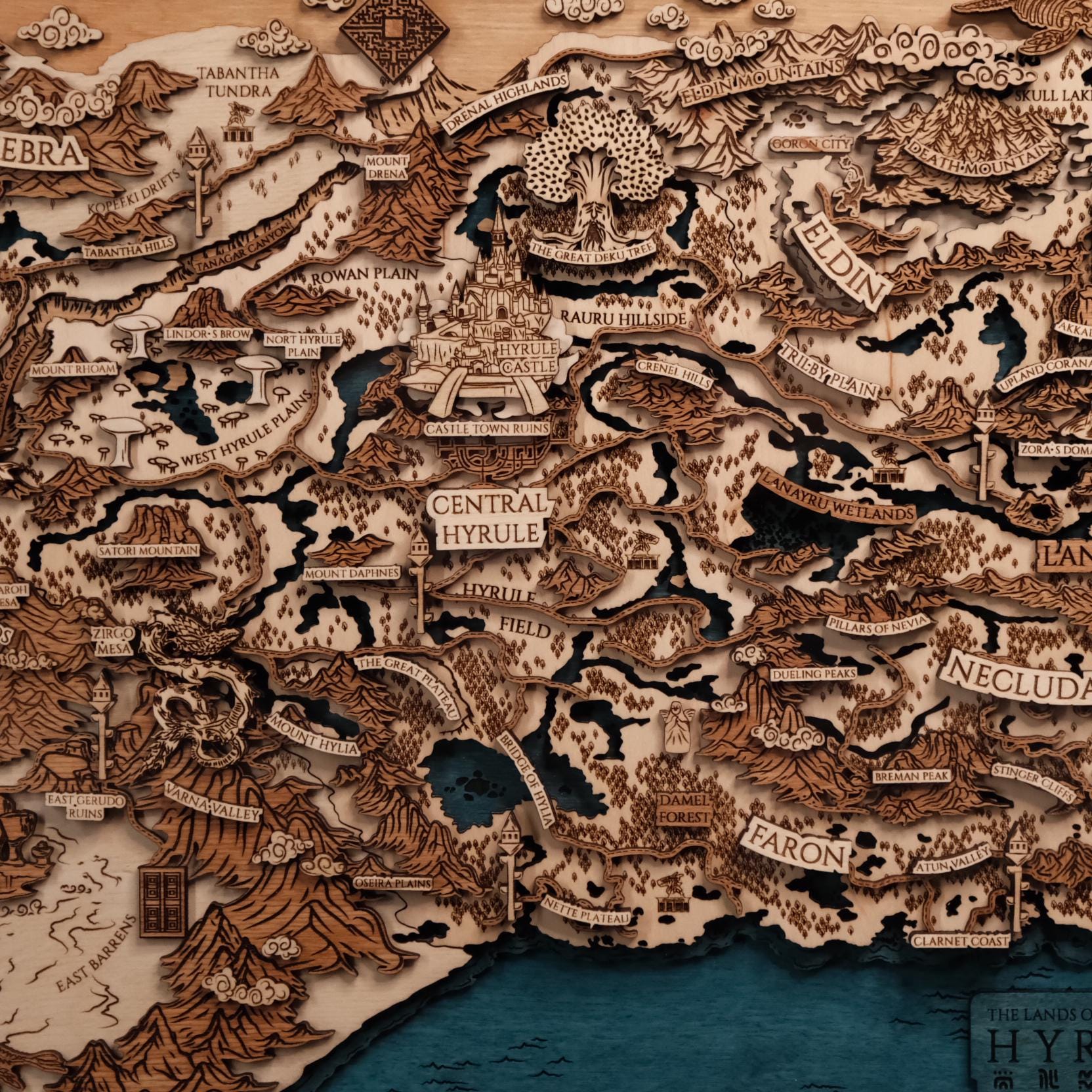 The Lands of Hyrule Classic 3D Wood Map, Unique Gamer Gift Wall Art ...