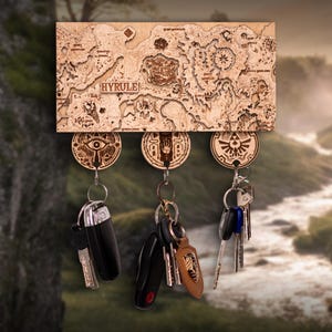 Porte-clés Hyrule 3D édition naturelle, cadeau unique pour papa pour la fête des pères, meilleur jeu vidéo à crochet avec carte TOTK