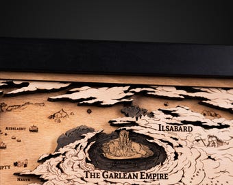 Hydaelyn 3D Wood Map - Stylish game room decor - Game world decor map with laser cut design