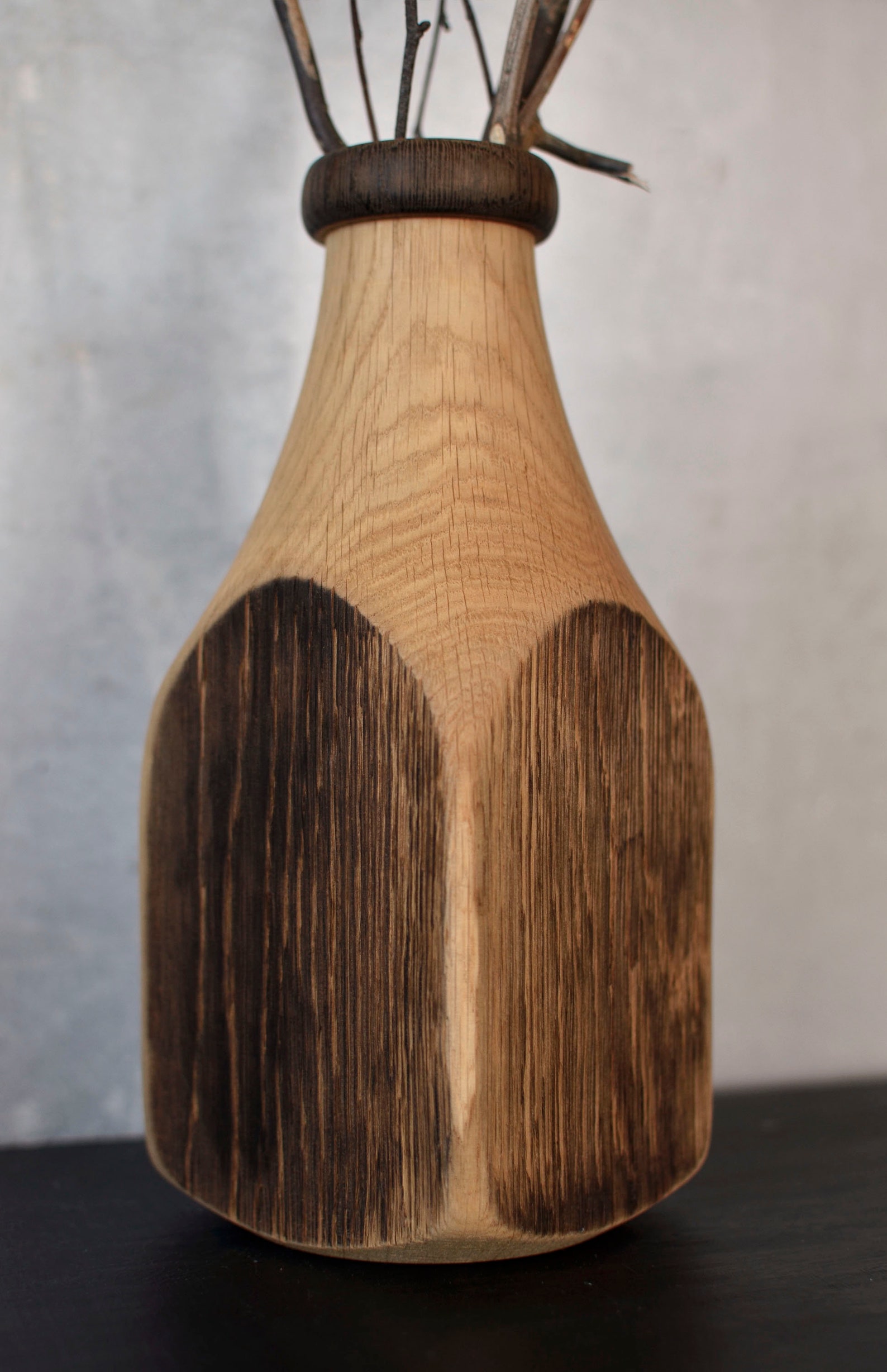 Oak vase for dried flowers Handmade eclectic vase Wooden Etsy