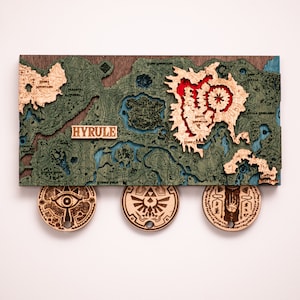 Porte-clés Hyrule 3D, porte-clés de jeu avec carte des sanctuaires BOTW, meilleurs cadeaux ringard, jeu vidéo avec crochet