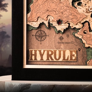 3D Wood Map Of The Hyrule, Hightle gedetailleerde BOTW Shrine-kaart, perfect vaderdagcadeau, Breath Wild Shrine-kaart