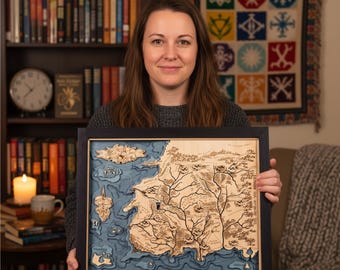 The Wheel Of Time 3D Wood Map, Unique wooden wall art for fantasy book fan, Personalised Christmas gifts with laser engraving