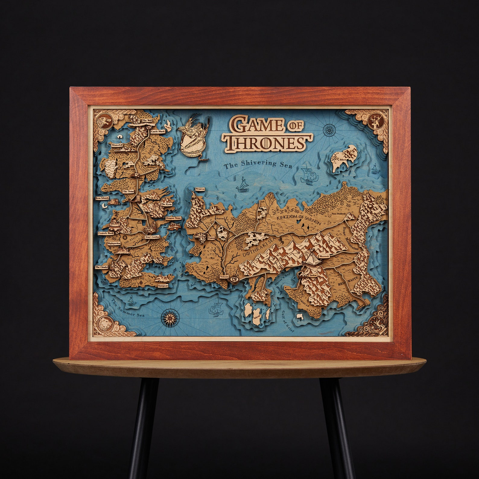 3D the Seven Kingdoms Wooden Map Etsy