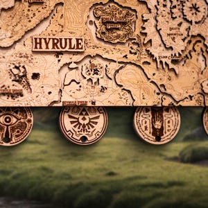 Hyrule 3D Key Holder Natural Edition, Unique wooden game room decor, Best gift for a gamer