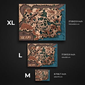Affiche 3D d'Hyrule, carte détaillée du sanctuaire BOTW, cadeau parfait pour 5e anniversaire, carte du sanctuaire Breath Wild