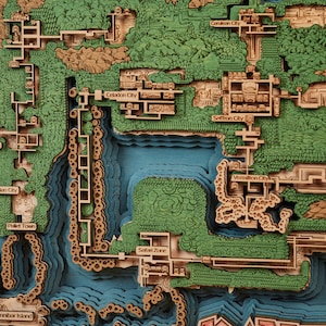 3D First Region Wooden Map